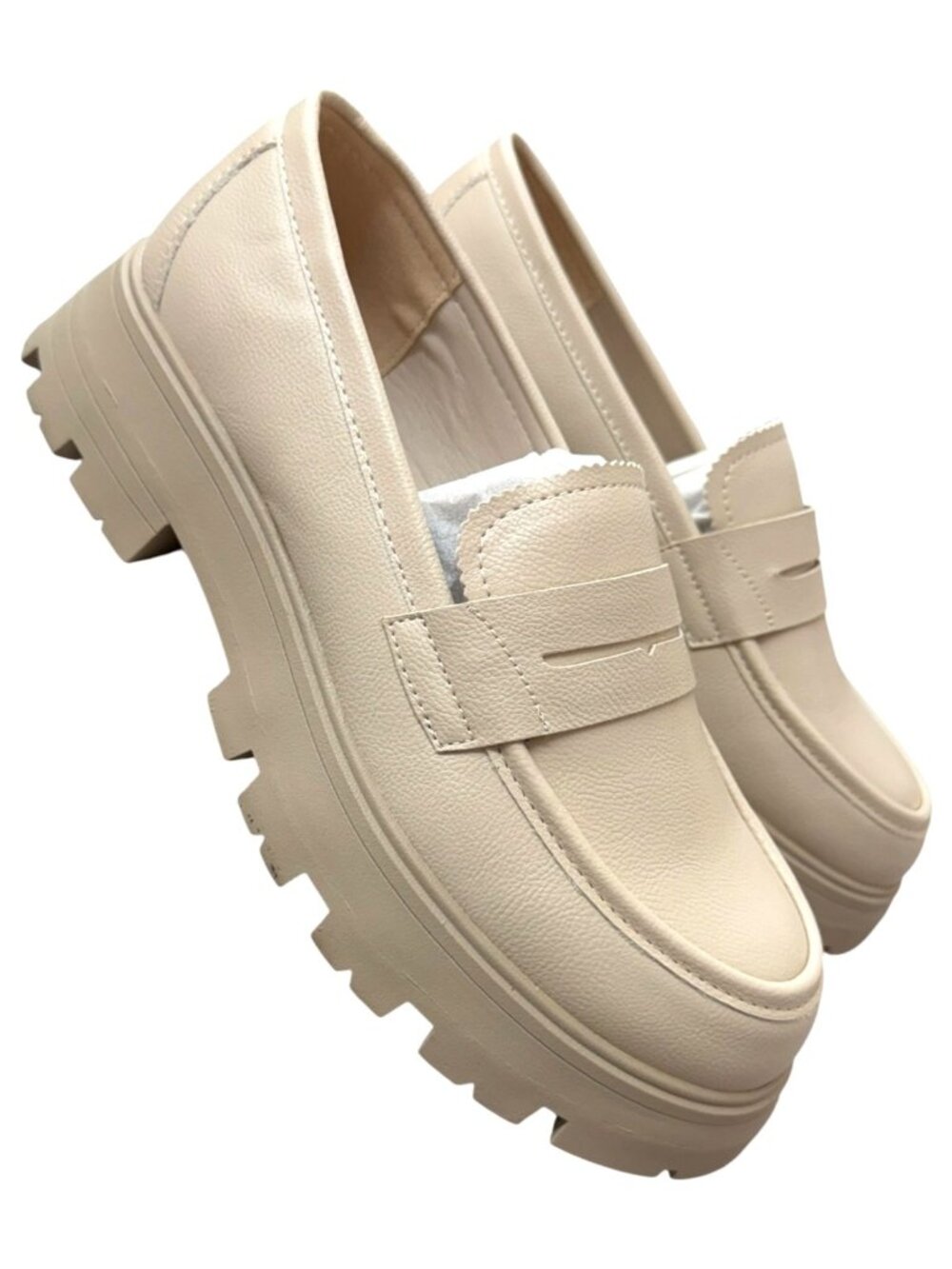 Cestfini‎ Chunky Sole Beige Loafers For Women - Size 7.5